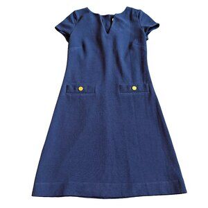 Lilly Pulitzer Layton Navy Blue Textured Sheath Dress Short Sleeve Size XS Women